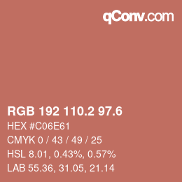 カラーコード: RGB 192 110.2 97.6 | qconv.com