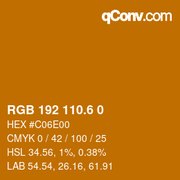 カラーコード: RGB 192 110.6 0 | qconv.com