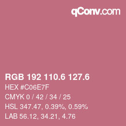 カラーコード: RGB 192 110.6 127.6 | qconv.com