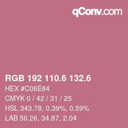 カラーコード: RGB 192 110.6 132.6 | qconv.com