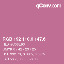 カラーコード: RGB 192 110.6 147.6 | qconv.com