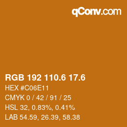 カラーコード: RGB 192 110.6 17.6 | qconv.com