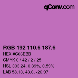 カラーコード: RGB 192 110.6 187.6 | qconv.com