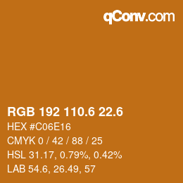 カラーコード: RGB 192 110.6 22.6 | qconv.com