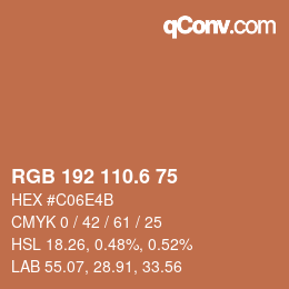 カラーコード: RGB 192 110.6 75 | qconv.com