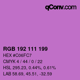 Color code: RGB 192 111 199 | qconv.com
