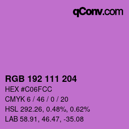 カラーコード: RGB 192 111 204 | qconv.com