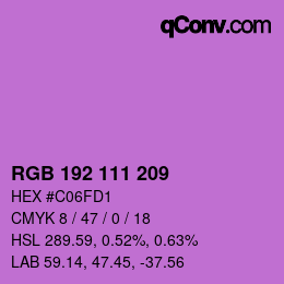 Color code: RGB 192 111 209 | qconv.com