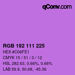 カラーコード: RGB 192 111 225 | qconv.com