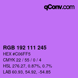 カラーコード: RGB 192 111 245 | qconv.com