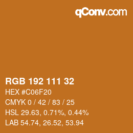 Color code: RGB 192 111 32 | qconv.com