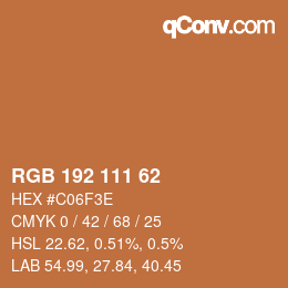 Color code: RGB 192 111 62 | qconv.com