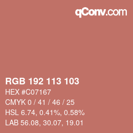 Color code: RGB 192 113 103 | qconv.com