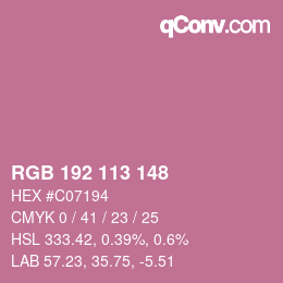 Color code: RGB 192 113 148 | qconv.com