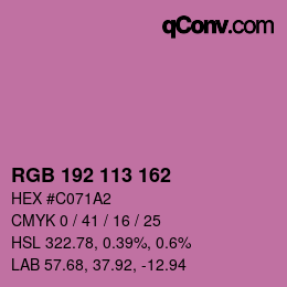 Color code: RGB 192 113 162 | qconv.com