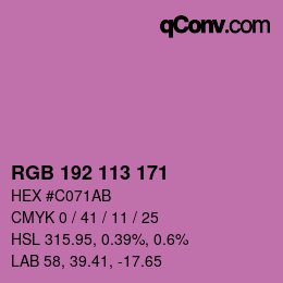 Color code: RGB 192 113 171 | qconv.com