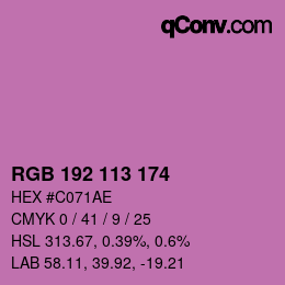 Color code: RGB 192 113 174 | qconv.com