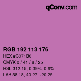 Color code: RGB 192 113 176 | qconv.com