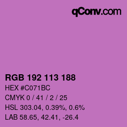 カラーコード: RGB 192 113 188 | qconv.com