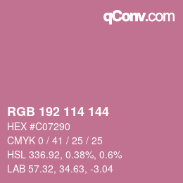 カラーコード: RGB 192 114 144 | qconv.com