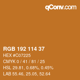 Color code: RGB 192 114 37 | qconv.com
