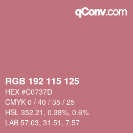 Código de color: RGB 192 115 125 | qconv.com