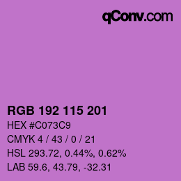 Código de color: RGB 192 115 201 | qconv.com