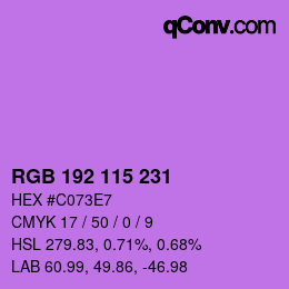 Color code: RGB 192 115 231 | qconv.com