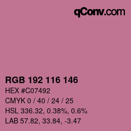 Código de color: RGB 192 116 146 | qconv.com