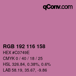 Color code: RGB 192 116 158 | qconv.com