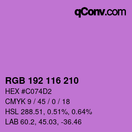 カラーコード: RGB 192 116 210 | qconv.com
