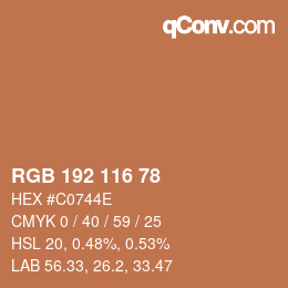 カラーコード: RGB 192 116 78 | qconv.com