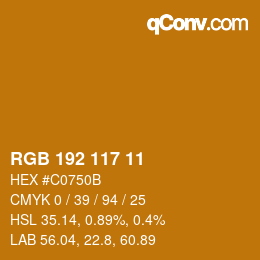 Color code: RGB 192 117 11 | qconv.com