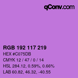 Color code: RGB 192 117 219 | qconv.com