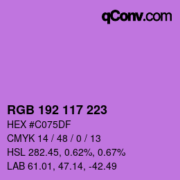 Color code: RGB 192 117 223 | qconv.com