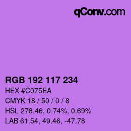 Color code: RGB 192 117 234 | qconv.com