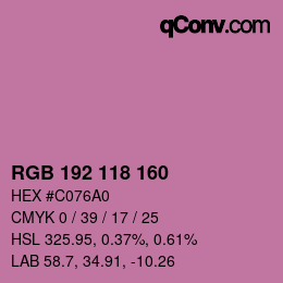 Color code: RGB 192 118 160 | qconv.com