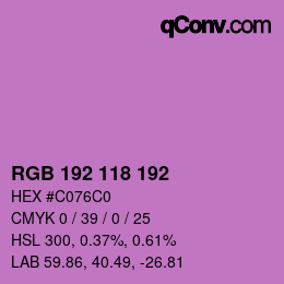 Color code: RGB 192 118 192 | qconv.com