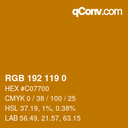 カラーコード: RGB 192 119 0 | qconv.com