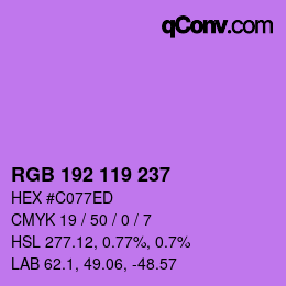カラーコード: RGB 192 119 237 | qconv.com