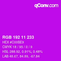 Color code: RGB 192 11 233 | qconv.com