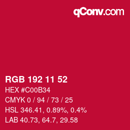 Color code: RGB 192 11 52 | qconv.com