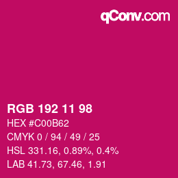 Color code: RGB 192 11 98 | qconv.com