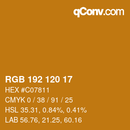 颜色代码: RGB 192 120 17 | qconv.com