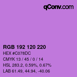 カラーコード: RGB 192 120 220 | qconv.com