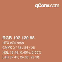 カラーコード: RGB 192 120 88 | qconv.com