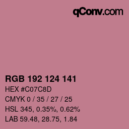 Color code: RGB 192 124 141 | qconv.com