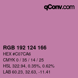颜色代码: RGB 192 124 166 | qconv.com