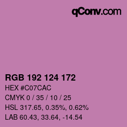 Color code: RGB 192 124 172 | qconv.com
