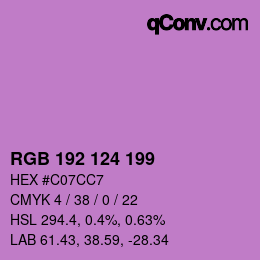 Color code: RGB 192 124 199 | qconv.com